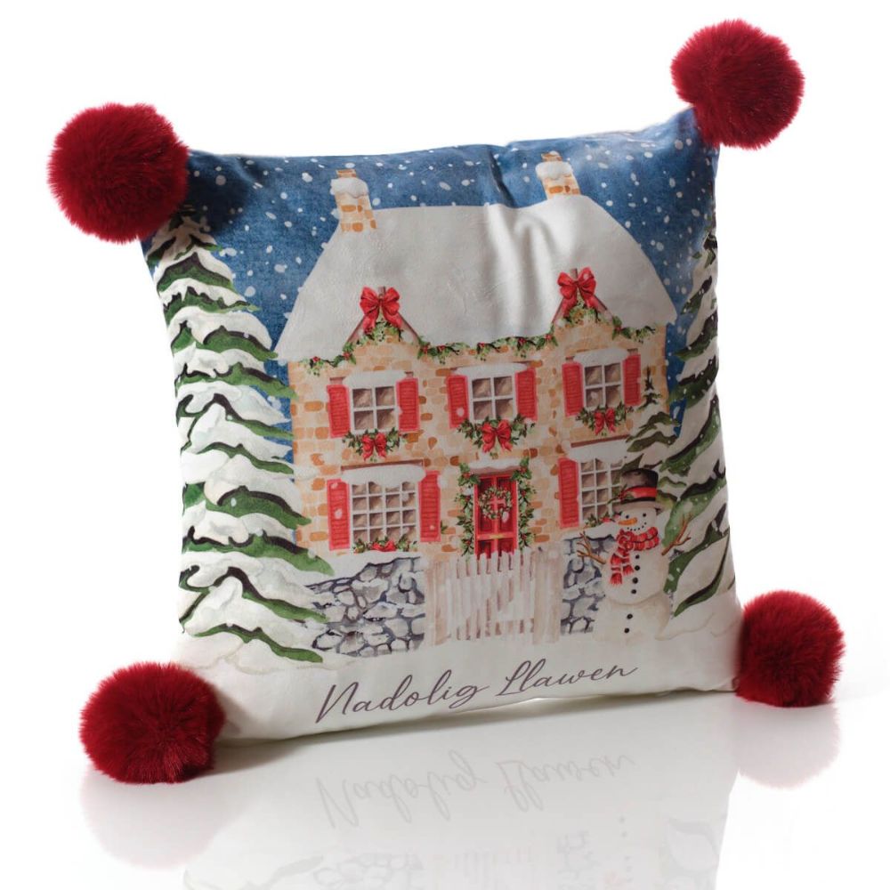 Richard Langs Christmas 35cm Nadolig Llawen Christmas Cottage Cushion