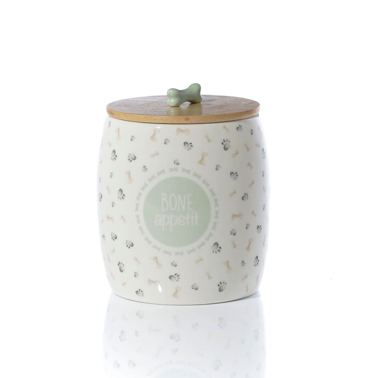 Richard Langs Bone Appetite Repeat Pattern Treat Sealed Jar With Bamboo Lid - Old Railway Line Garden Centre