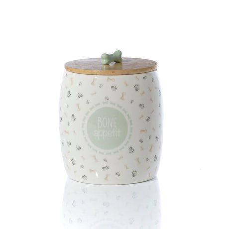 Richard Langs Bone Appetite Repeat Pattern Treat Sealed Jar With Bamboo Lid - Old Railway Line Garden Centre