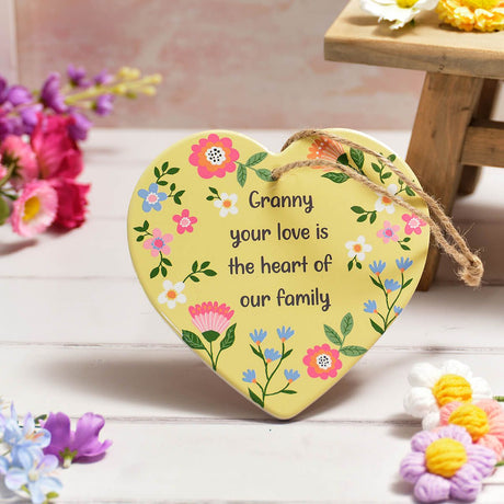 Richard Lang 15cm Bright & Beautiful Ceramic 'Granny Heart of Family' Hanging Heart