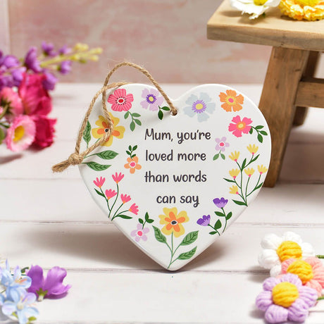 Richard Lang 15cm Bright & Beautiful Ceramic 'Mum You're Loved' Hanging Heart