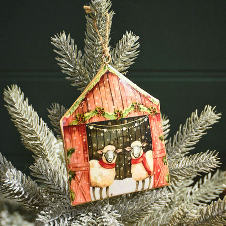 Richard Langs Christmas On The Farm Sheep in Barn Hanger