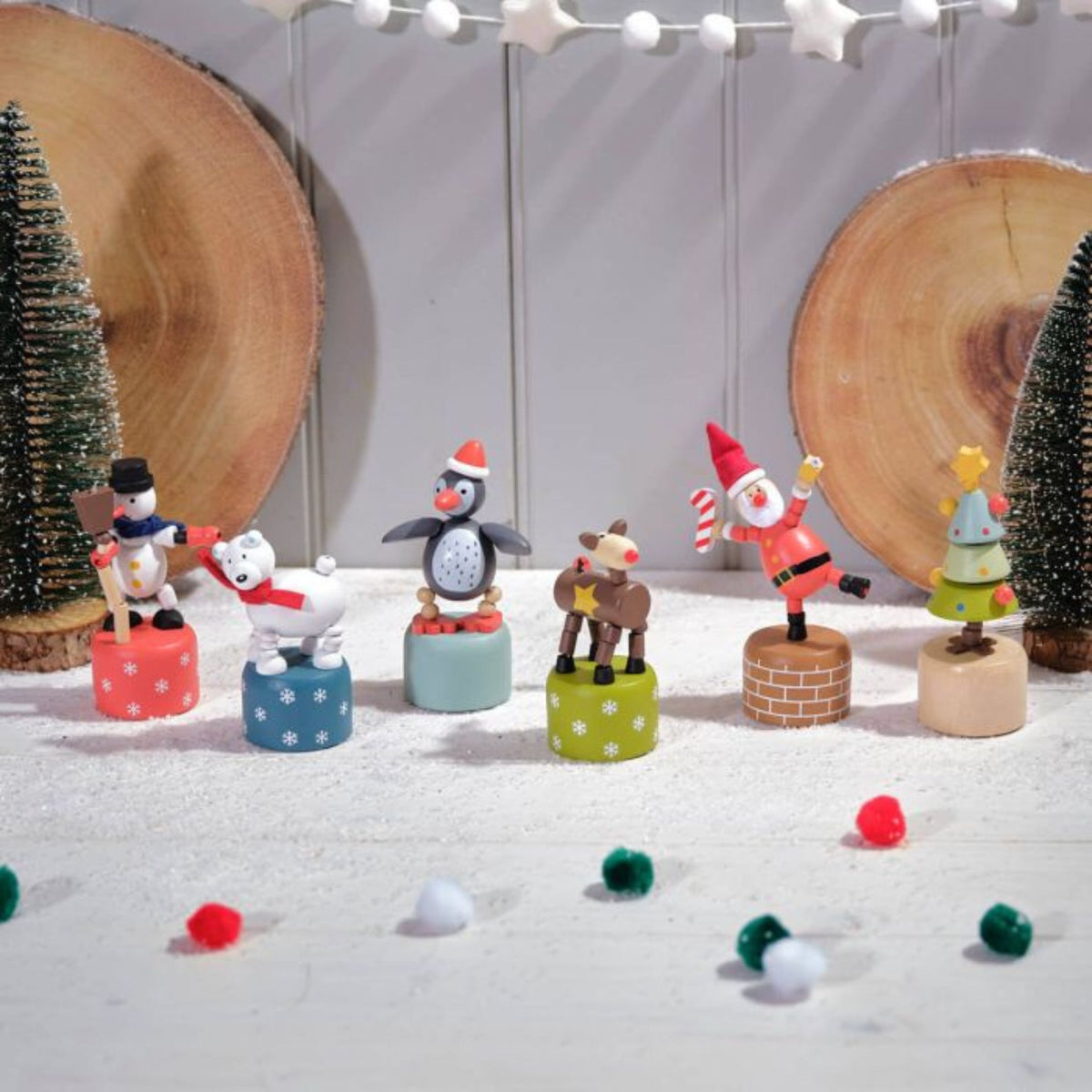 Richard Langs Christmas Wooden Pushing Puppet (Choice of 6)