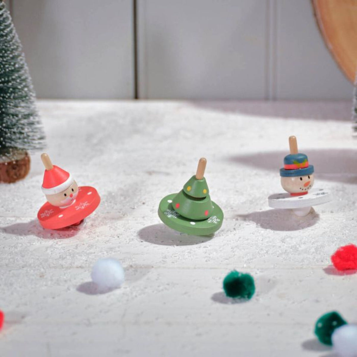 Richard Langs Christmas Wooden Spinning Top Toy (Choice of 3)