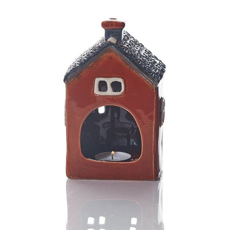 Richard Langs Cottage Stoneware Tealight Holder - Orange - Old Railway Line Garden Centre