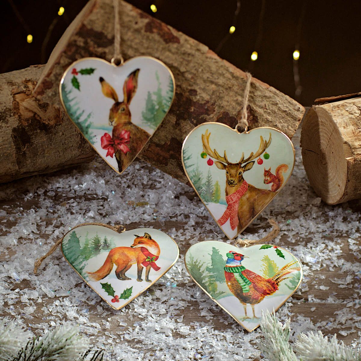 Richard Langs Frosted Forest Metal Shaped Heart Animal Hanger (Choice of 4)