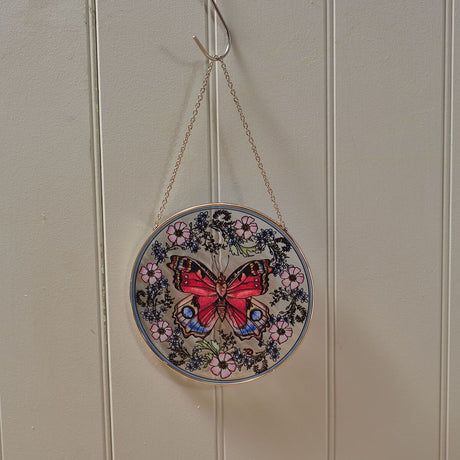 Richard Lang 16cm Garden Birds Butterfly Glass Hanging Suncatcher