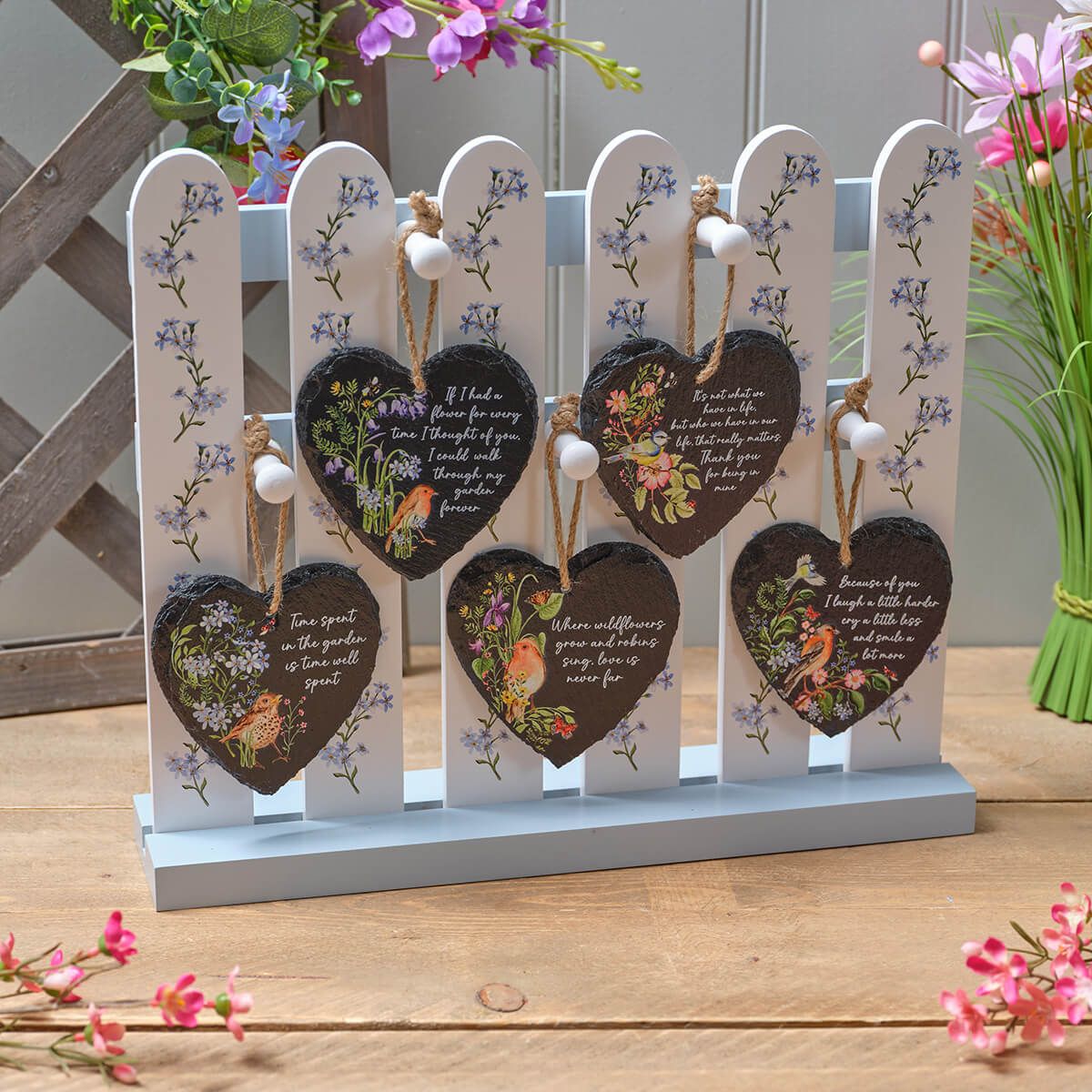 Richard Langs 10cm Garden Birds 'Garden Quotes' Heart Plaque (Choice of 5)