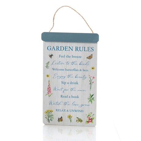 Richard Langs Garden Rules Wildflower Wooden Hanging Plaque - 8WF510 - Old Railway Line Garden Centre