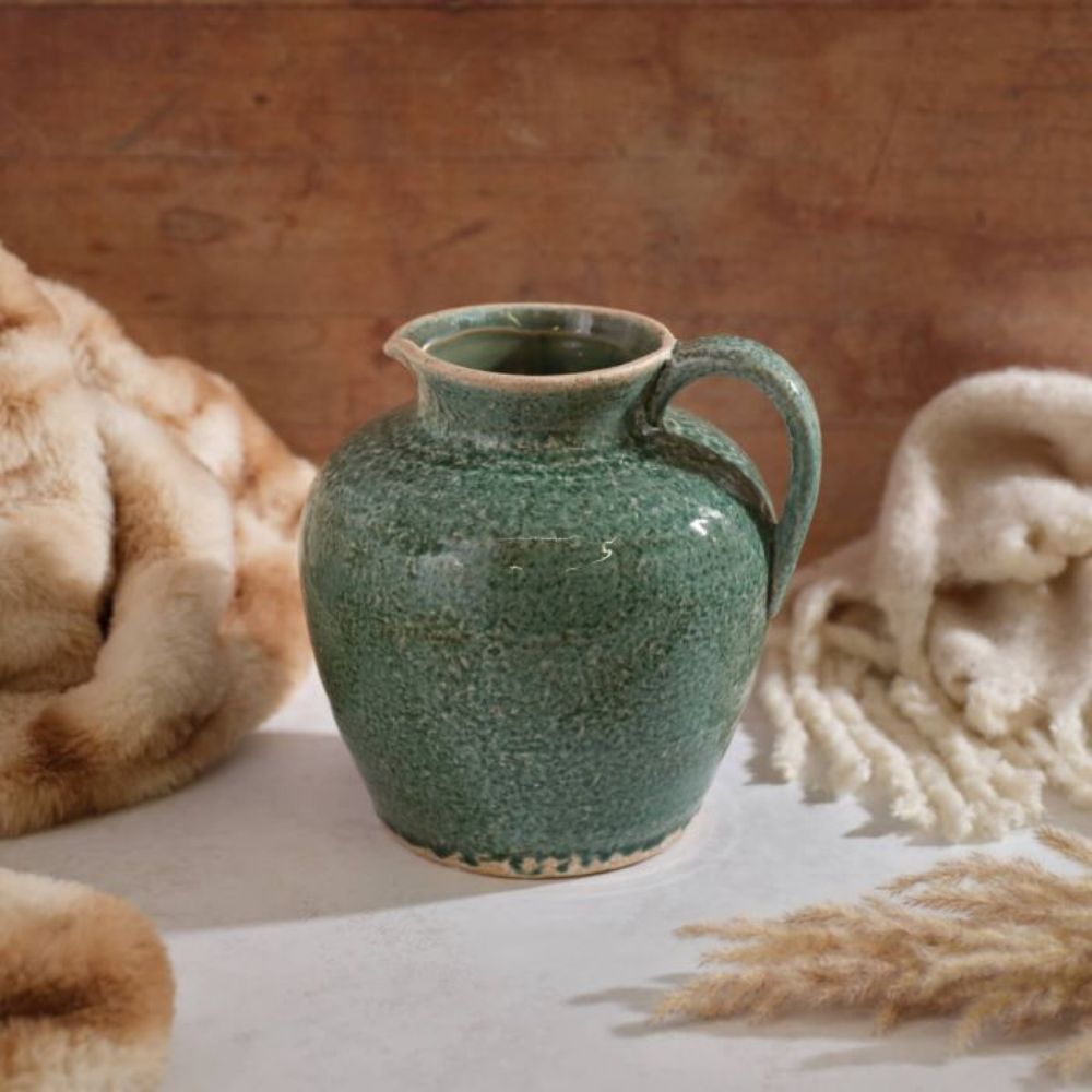 Richard Langs 20cm Green Reactive Glaze Stoneware Vase