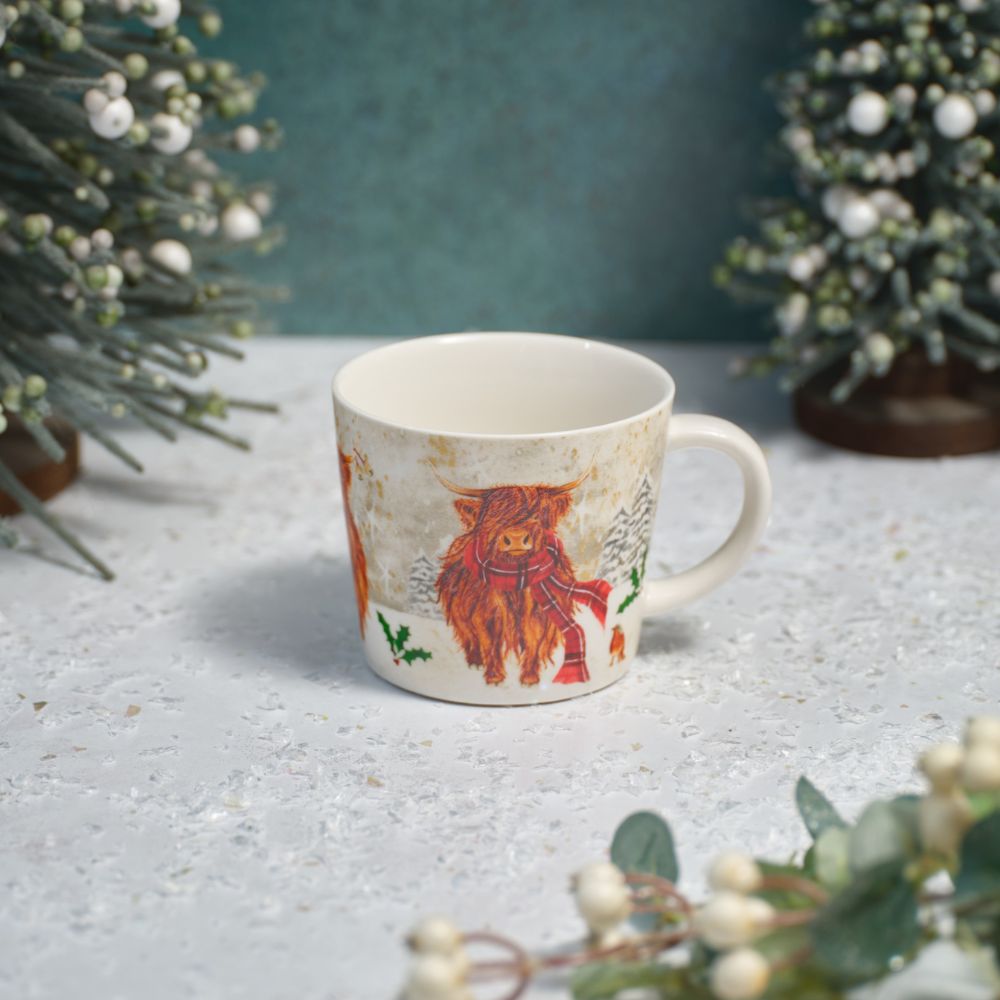 Richard Langs Highland Cow Christmas Stoneware Mug