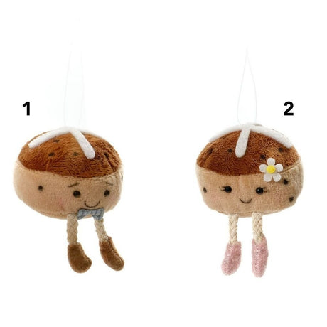 Richard Langs Hot Cross Bun Dangle Leg Hanging Decoration - (Choice of 2) - Old Railway Line Garden Centre