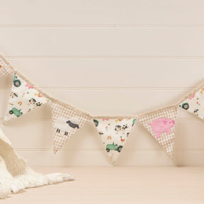 Richard Langs Mini Farm Animals Embroidered 7 Flag Bunting - 4MF200 - Old Railway Line Garden Centre
