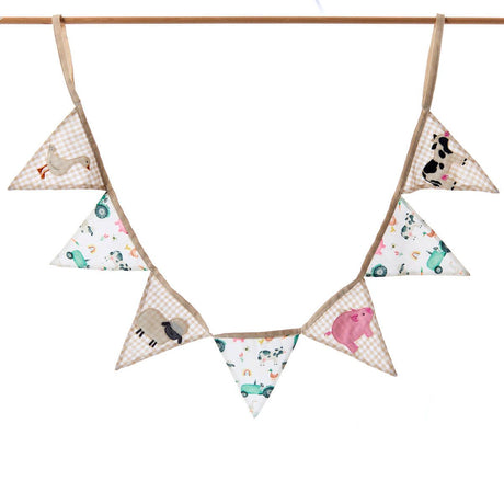 Richard Langs Mini Farm Animals Embroidered 7 Flag Bunting - 4MF200 - Old Railway Line Garden Centre