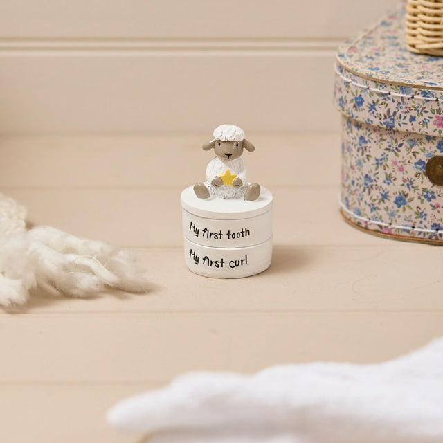 Richard Langs Sheep Design My First Tooth & Curl Keepsake Box - 7MF211 - Old Railway Line Garden Centre