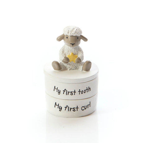 Richard Langs Sheep Design My First Tooth & Curl Keepsake Box - 7MF211 - Old Railway Line Garden Centre