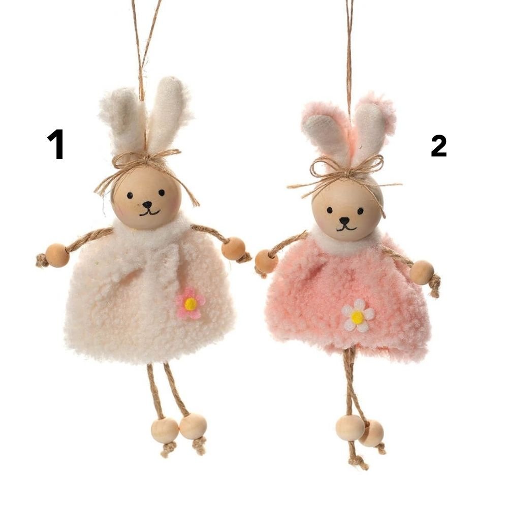 Richard Langs Teddy Fleece Dress Bunny Hanging Decorations - (Choice of 2) - Old Railway Line Garden Centre