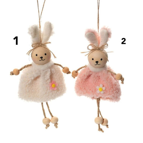 Richard Langs Teddy Fleece Dress Bunny Hanging Decorations - (Choice of 2) - Old Railway Line Garden Centre