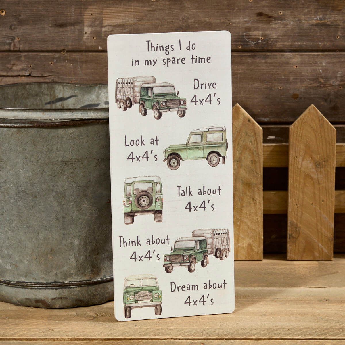 Richard Langs 'Things I Do in My Spare Time' Landy Wooden Standing Plaque - 8FL800 - Old Railway Line Garden Centre