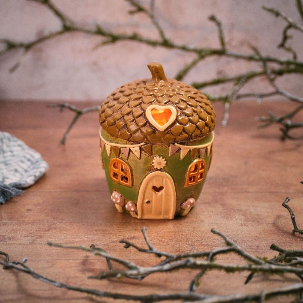 Richard Langs Toad Stool Acorn House Candle Holder - Old Railway Line Garden Centre
