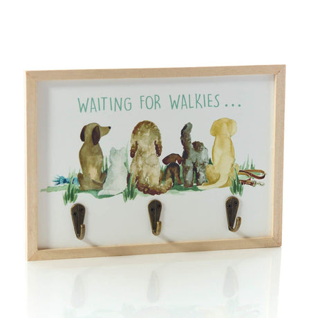 Richard Langs 'Waiting for Walkies' Dog Lead Wooden Plaque Holder - 8DG332 - Old Railway Line Garden Centre