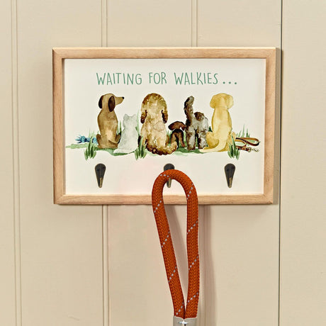 Richard Langs 'Waiting for Walkies' Dog Lead Wooden Plaque Holder - 8DG332 - Old Railway Line Garden Centre