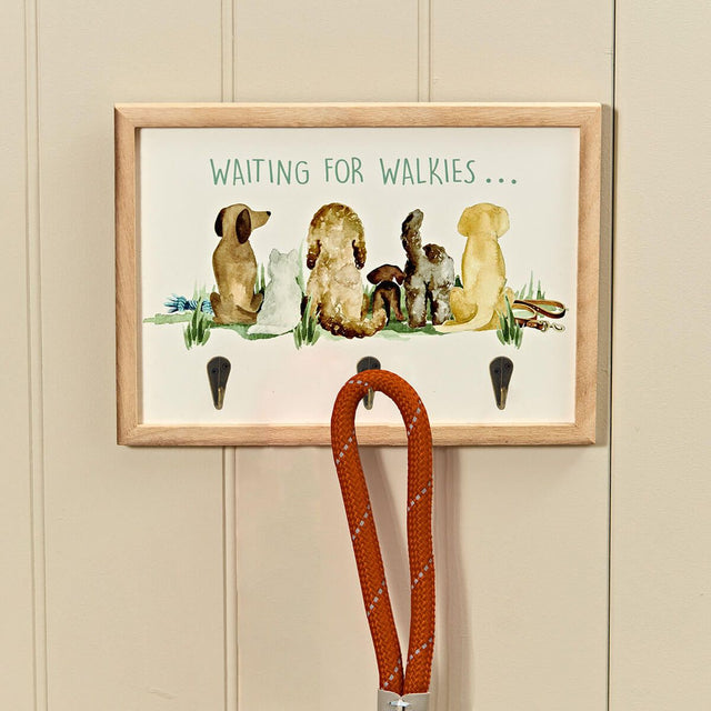 Richard Langs 'Waiting for Walkies' Dog Lead Wooden Plaque Holder - 8DG332 - Old Railway Line Garden Centre