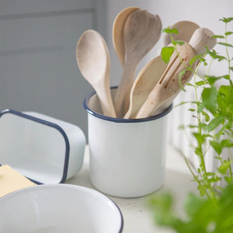 Rinkit 15.5cm White Enamel Utensil Holder