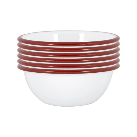Rinkit 15cm White/Red Argon Enamel Bowl - Old Railway Line Garden Centre