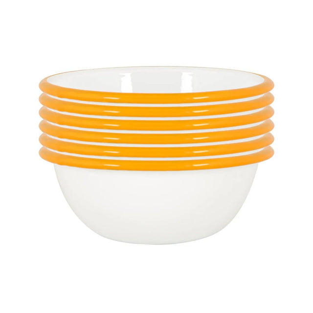 Rinkit 15cm White/Yellow Argon Enamel Bowl - Old Railway Line Garden Centre