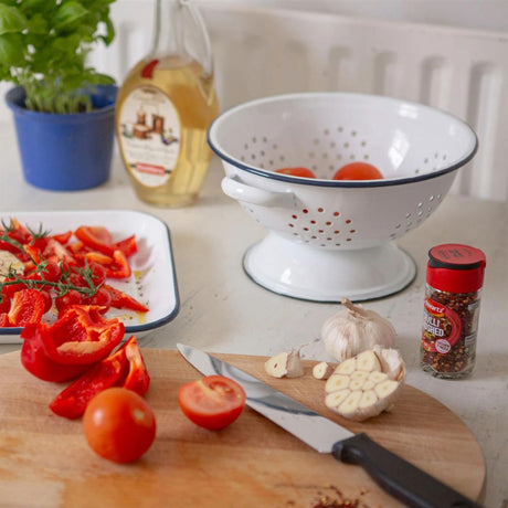 Rinkit 23.5cm White Enamel Colander