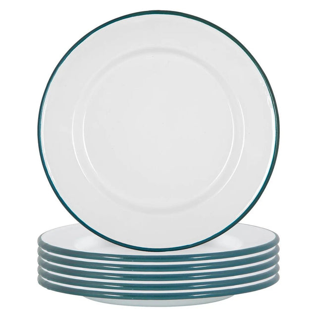 Rinkit 25.5cm White/Green Argon Dinner Plate - Old Railway Line Garden Centre