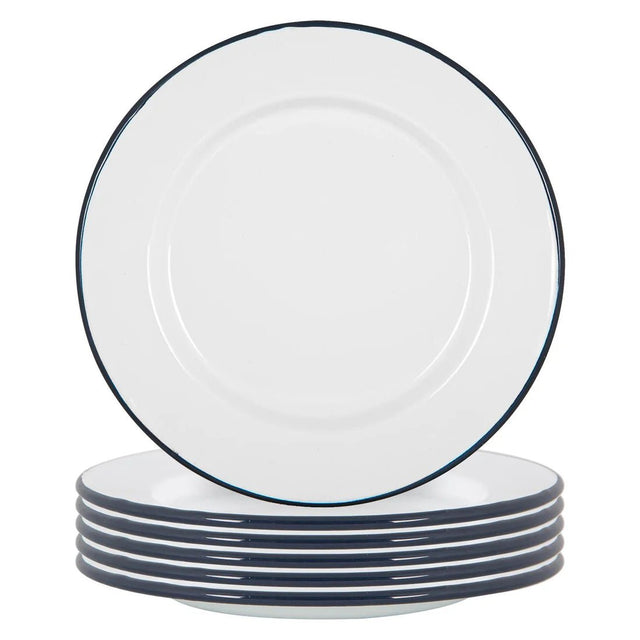 Rinkit 25.5cm White/Navy Argon Dinner Plate - Old Railway Line Garden Centre