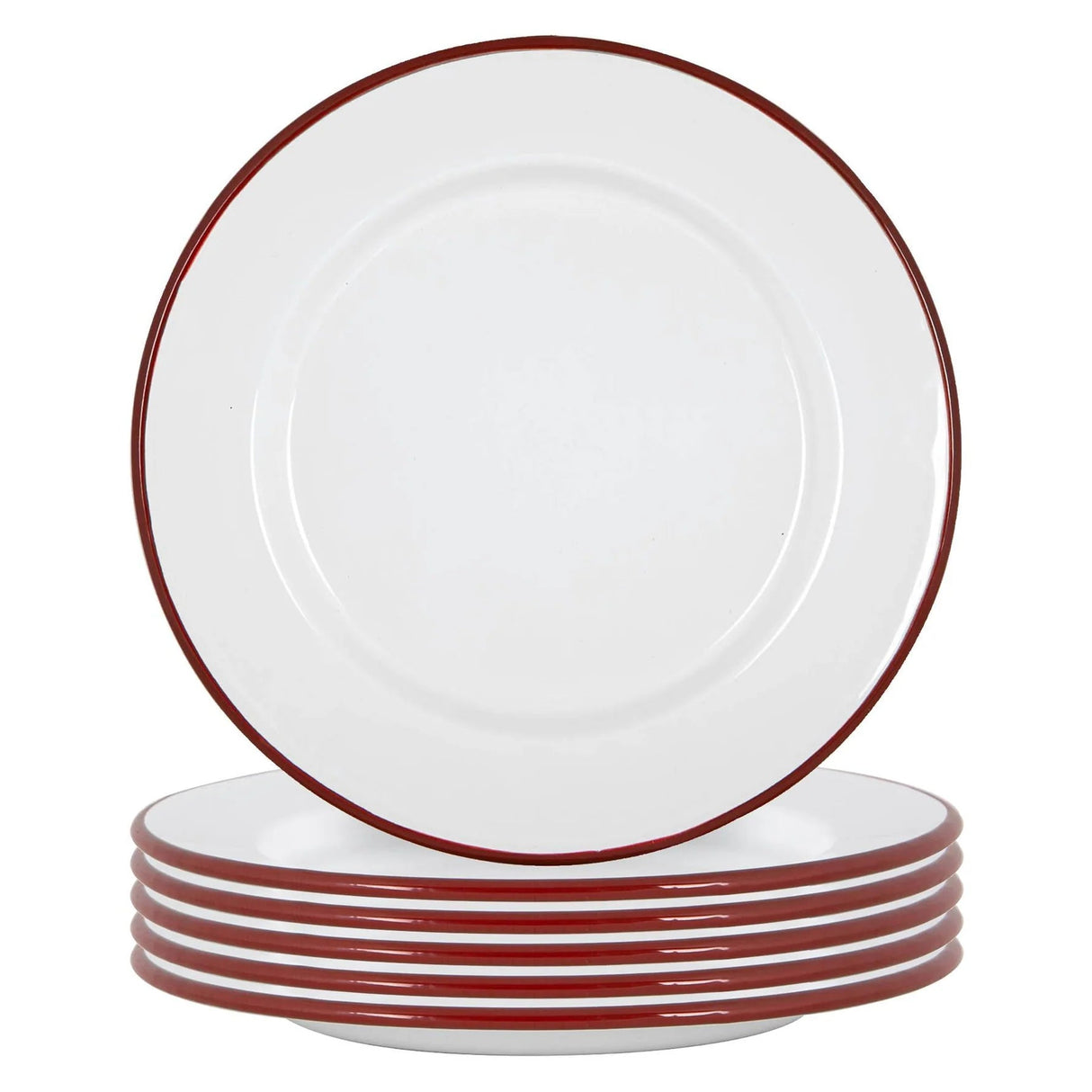 Rinkit 25.5cm White/Red Argon Dinner Plate - Old Railway Line Garden Centre