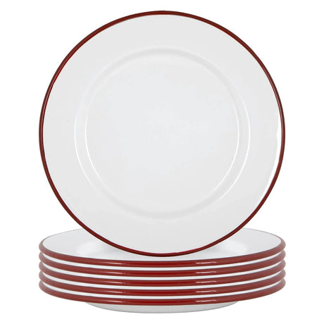 Rinkit 25.5cm White/Red Argon Dinner Plate - Old Railway Line Garden Centre