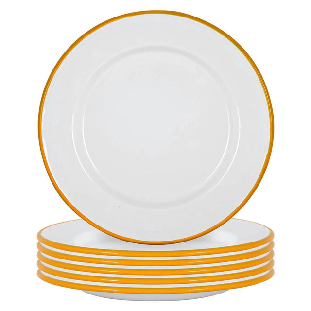 Rinkit 25.5cm White/Yellow Argon Dinner Plate - Old Railway Line Garden Centre