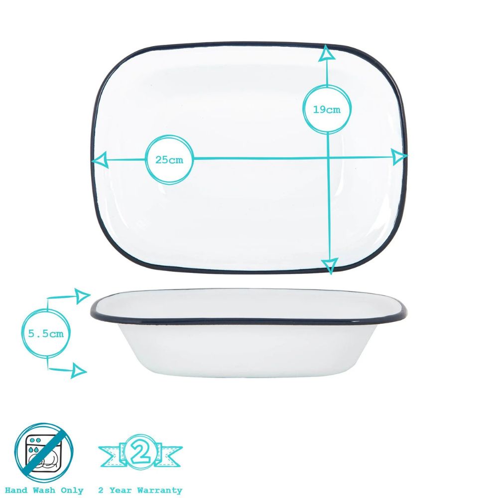 Rinkit 25cm White Enamel Pie Dish