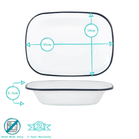 Rinkit 25cm White Enamel Pie Dish