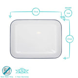 Rinkit 34cm White Rectangle Enamel Baking Tray