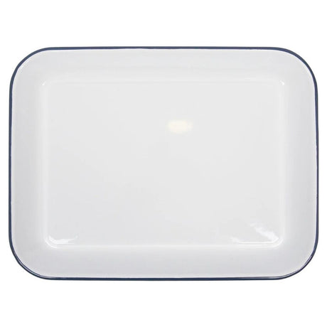 Rinkit 34cm White Rectangle Enamel Baking Tray