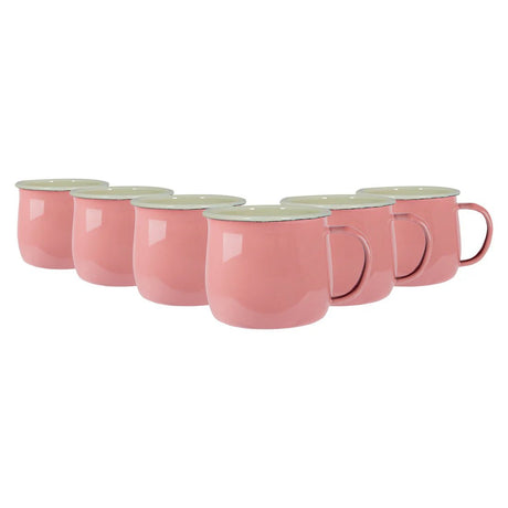 Rinkit 375ml Pink/Cream Argon Enamel Belly Mug - Old Railway Line Garden Centre
