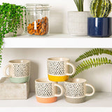 Rinkit 385ml Grey Colour Block Spot Portuguese Stoneware Coffee Mug