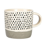 Rinkit 385ml Grey Colour Block Spot Portuguese Stoneware Coffee Mug