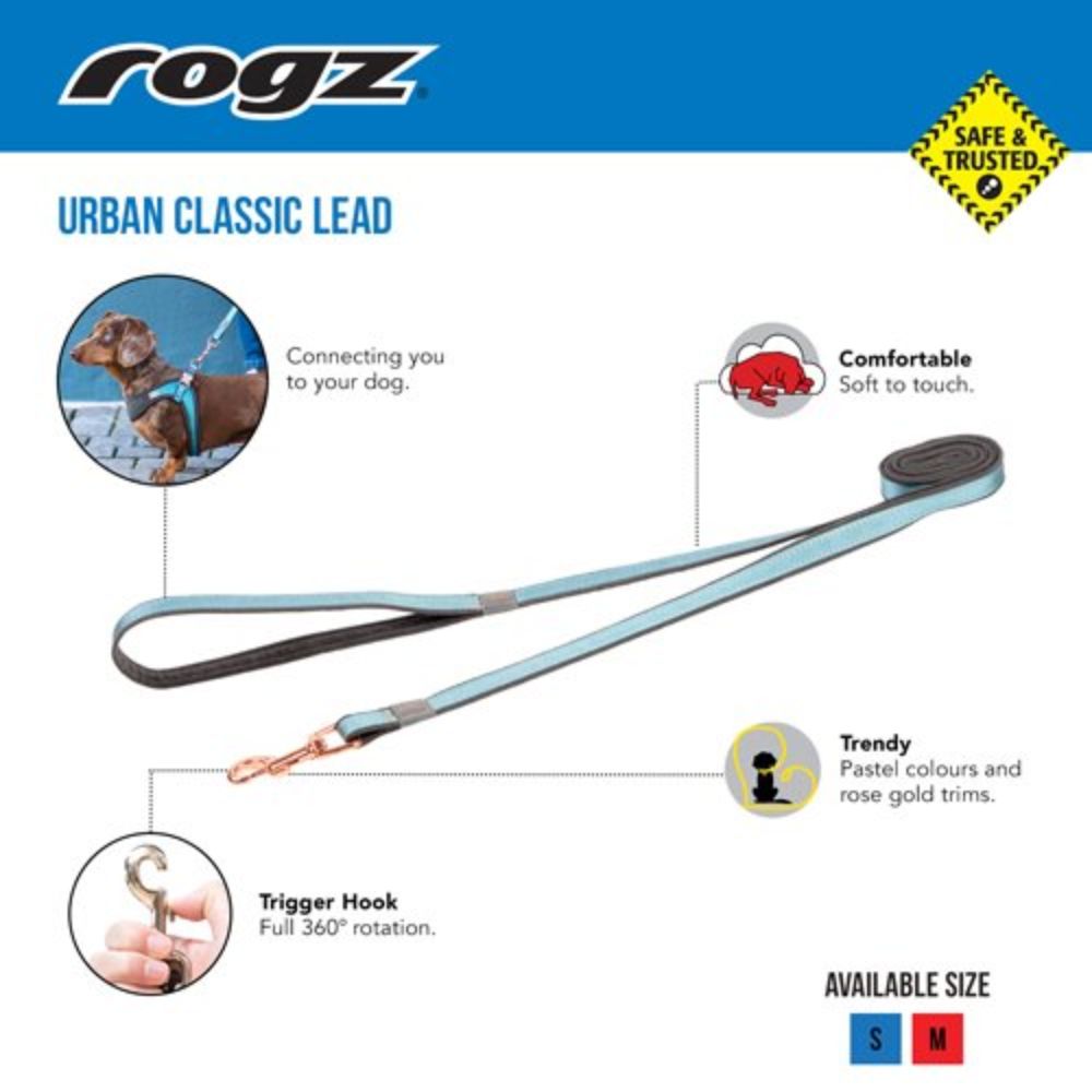 Rogz 1.8m Urban Classic Pink Plush Dog Lead - Medium