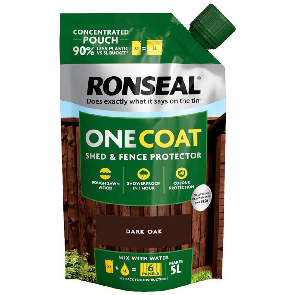 Ronseal 950ml One Coat Shed & Fence Pouch -  Dark Oak