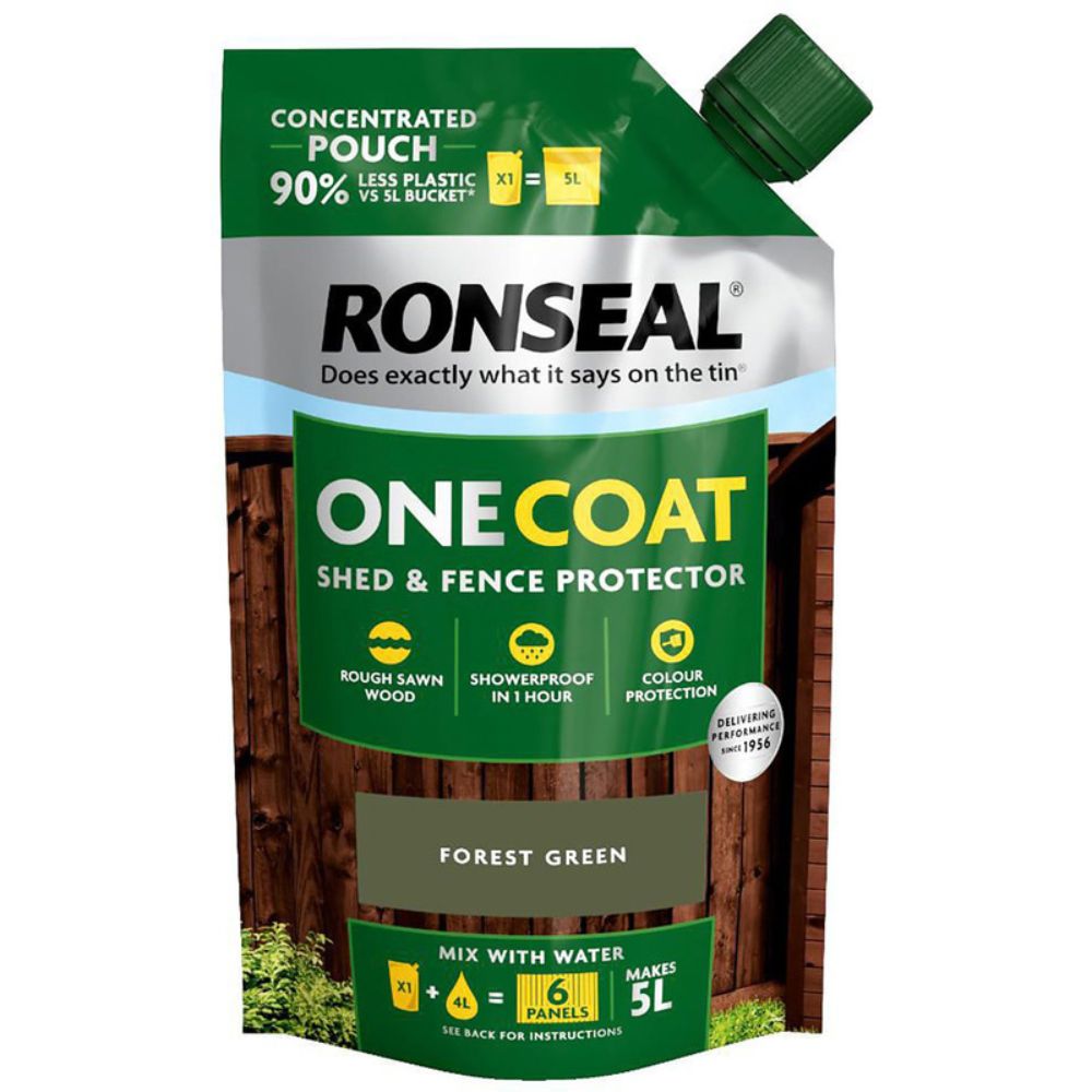 Ronseal 950ml One Coat Shed & Fence Refill Pouch - Forest Green