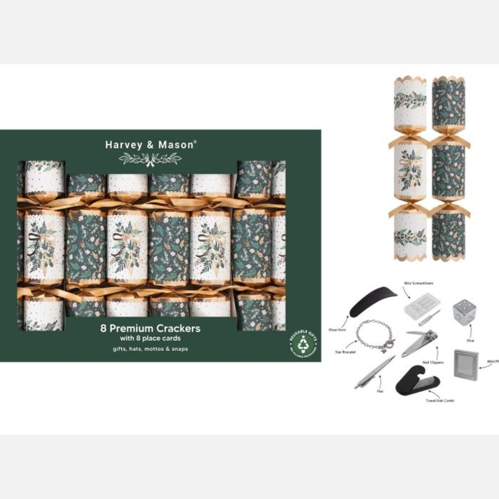 Harvey & Mason 12" Premium Green Mistletoe Crackers