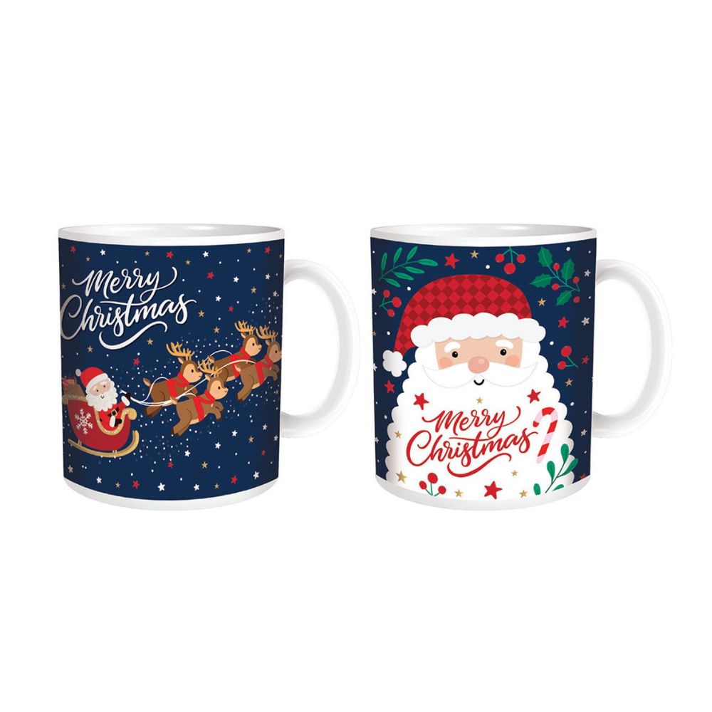 RSW 350ml Santa And Santa With Reindeers Mugs (Choice of 2)