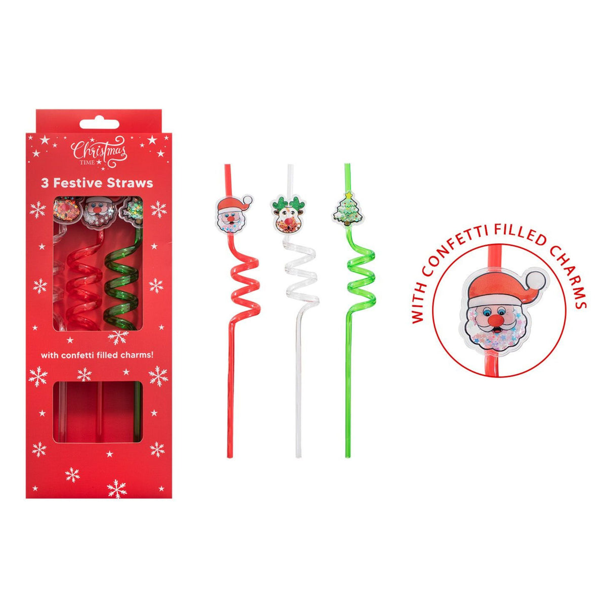 RSW 3 Christmas Jumbo Flexible Straws (Choice of 3)