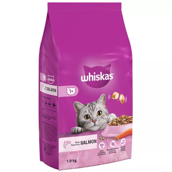 Whiskas 1.9kg Dry Cat Food with Salmon for 1+ Adult Cats